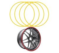 KEuLen Felgenschutzringe, Leichtmetallfelgen Schutz, 17-22 Zoll Radschutz, Kratz- und Abriebfest, 4-teiliger Zierring aus Metall for Stoßstangen(Yellow,20in)