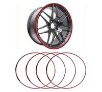 KEuLen Felgenschutzringe, Leichtmetallfelgen Schutz, Felgenkantenschutz for 17-22 Zoll Leichtmetallfelgen, 4-teiliger Radnabenschutzring(Red,17 inches)