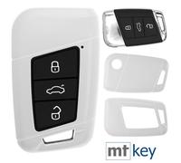 KEYLESS Auto Schlüssel Hülle Weiß für VW Arteon T-Roc Passat B8 Skoda Superb