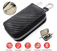 Keyless Go Schutz Faraday Käfig Leder Autoschlüssel Tasche RFID Signal Blocker