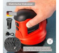 KFZ Akku Eiskratzer | Elektrischer Enteiser mit 12V Adapter & 3 Ersatzscheiben
