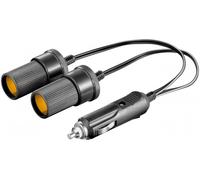 Goobay KFZ/Auto Zigarettenanzünder Y-Verteiler, 12 V, 0.2 m, mit 2,5-A-Sicherung, Zigarettenanzünder-Stecker > 2x Zigarettenanzünder-Buchse, schwarz