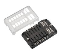 KFZ-Flachsicherungshalter mit LED Indikator und Negativanschluss für 12 Sicherungen 30A/32V DC (Schraubanschluss)
