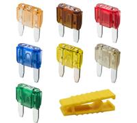 KFZ Mini Sicherungen Set 38-teilig für 5V 12V 24V 32V | 11mm Mini Größe | Stecksicherungen für Boot, Motorrad, Wohnmobil & Roller | Autosicherungen als Flachsicherungen Ersatzsicherungen Satz