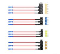 Kfz-Sicherungshalter, 12 V, Doppelschlitz-ATC-Sicherungsadapter für Auto-Zusatzschaltung, 12 Stück mit Mini-Flachsicherungen, kompatibel mit 12-24 V Syst