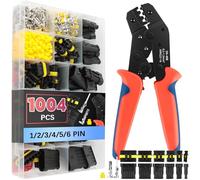 KFZ Stecker, 1004 Stück Wasserdichte Kfz Kabel Steckverbinder, 1/2/3/4/5/6 Pin Kabelstecker, Elektrische Steckverbinder mit Crimpzange(0.5-1.5mm²), Kabel Stecker für KFZ Motorrad Auto Boots LKW