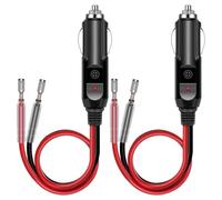 KFZ Universal 12V Zigarettenanzünder Stecker mit Stromkabel, Zigarettenanzünder Steckdose 12-24 Volt Normstecker mit Sicherung für Auto LKW PKW Motorrad Kühlbox Navi Auto Handstaubsauger (2 PCS)