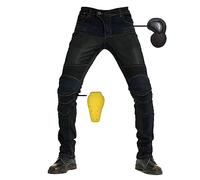 KHAMEO Motorrad-Schutzhose,Damen/Herren-Hommes Motorrad-aus Atmungsaktivem-Jeans Aus Kevlar-Gewebe,Sportliche Motorrad Hose Mit Protektoren Sturzfeste Motorradhose Geradem Bein Biker Pants (Black,L)