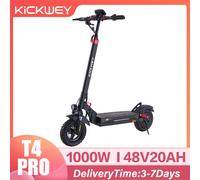 KICKWEY T4 PRO 1000W Elektroroller für Erwachsene 45KM/H Höchstgeschwindigkeit 80KM Reichweite 10-Zoll Offroad-Reifen 48V20Ah Akku Faltbarer Pendler-E-Scooter mit Doppelfederung & LED-Display schwarz