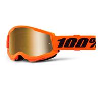 Kinder-Motocrossbrille 100% STRATA 2 orange mit verspiegeltem goldenen Plexiglas