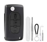KingYH 3 Tasten Auto Schlüssel Gehäuse Ersatzschlüssel Klappschlüssel Schlüsselgehäuse Fernbedienung Gehäuse Ersatz für Peugeot 207 307 308 407 408 Citroen C2 C3 C4 C5 C6 C8 (CE0536 VA2)
