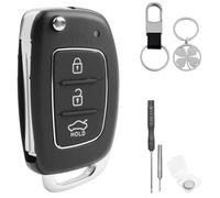 KingYH 3 Tasten Hyundai Autoschlüssel Gehäuse mit Batterie CR2032 und Pin-Entfernungswerkzeug für Hyundai i20 i30 i40 ix20 ix30 ix35 ix45 ix55 Santa Fe Tucson Elantra Accent