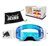 Kini Red Bull Downhill Motocross Brille Herren Damen Premium Mirror Schwarz Weiß Brillenetui mit integriertem Poliertuch für Brillenträger