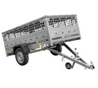 Kipp Garden Trailer 230 mit Stützrad und Gitterwand - 230x125cm, Kippfunktion, Inklusive Flacher anhänger Plane, Galvanisiert, 2 Jahre Garantie