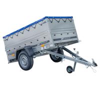 Kippbarer Pkw Anhänger GARDEN TRAILER 200 KIPP mit zusätzlichen Bordwänden, Stützrad und Flachplane