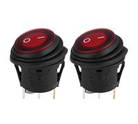 Kippschalter Wasserdicht 12V-12V 20A 3 Pin Rote Led-Licht Runde Auf-Aus-Schalter Auto Boot Wippschalter (2 Pcs)