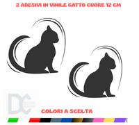 KIT 2 Aufkleber Katze Herz Vinyl Permanent Auto Motorrad Tuning Scooter