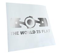 Kiwistar - Autoaufkleber - Chrom - 24x11cm the World is flat - Heckscheibe Auto Aufkleber wetterfest für Kfz LKW Mofa Truck - Sticker außen selbstklebend Tuning Zubehör für Fenster Fahrzeug Scheibe