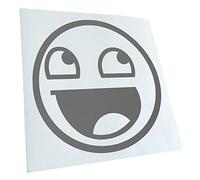 Kiwistar - Autoaufkleber - Grau - 10x10cm JDM Smile FACE - Heckscheibe Auto Aufkleber wetterfest für Kfz LKW Mofa Truck - Sticker außen selbstklebend Tuning Zubehör für Fenster Fahrzeug Scheibe