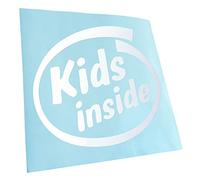 Kiwistar - Autoaufkleber - Mattweiss - 11x10cm Kids Inside - Heckscheibe Auto Aufkleber wetterfest für Kfz LKW Mofa Truck - Sticker außen selbstklebend Tuning Zubehör für Fenster Fahrzeug Scheibe