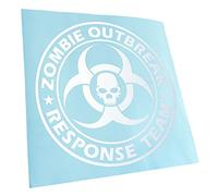 Kiwistar - Autoaufkleber - Mattweiss - 11x11cm Zombie Outbreak Skull - Heckscheibe Auto Aufkleber wetterfest für Kfz LKW Mofa Truck - Sticker außen selbstklebend Tuning Zubehör für Fenster Fahrzeug