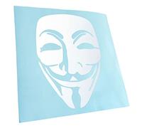 Kiwistar - Autoaufkleber - Mattweiss - 15x11cm Anonymous Maske - Heckscheibe Auto Aufkleber wetterfest für Kfz LKW Mofa Truck - Sticker außen selbstklebend Tuning Zubehör für Fenster Fahrzeug Scheibe
