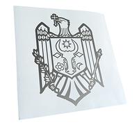 Kiwistar - Autoaufkleber - Moldawien Wappen - Silber - 40x32cm - Heckscheibe Auto Aufkleber wetterfest für Kfz LKW Mofa Truck - Sticker außen selbstklebend Tuning Zubehör für Fenster Fahrzeug Scheibe