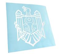 Kiwistar - Autoaufkleber - Moldawien Wappen - Weiss - 12,5x10cm - Heckscheibe Auto Aufkleber wetterfest für Kfz LKW Mofa Truck - Sticker außen selbstklebend Tuning Zubehör für Fenster Fahrzeug Scheibe