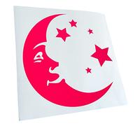 Kiwistar - Autoaufkleber - Neonpink - 24x24cm Mond und Sterne - Heckscheibe Auto Aufkleber wetterfest für Kfz LKW Mofa Truck - Sticker außen selbstklebend Tuning Zubehör für Fenster Fahrzeug Scheibe
