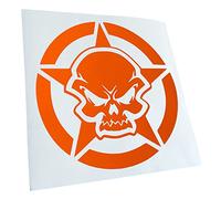 Kiwistar - Autoaufkleber - Orange - 24x24cm Army Skull Schädel Totenkopf - Heckscheibe Auto Aufkleber wetterfest für Kfz LKW Mofa Truck - Sticker außen selbstklebend Tuning Zubehör für Fenster