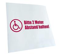 Kiwistar - Autoaufkleber - Pink - 60x18cm Rollstuhl - 2m Abstand halten - Heckscheibe Auto Aufkleber wetterfest für Kfz LKW Mofa Truck - Sticker außen selbstklebend Tuning Zubehör für Fenster
