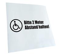 Kiwistar - Autoaufkleber - Schwarz - 30x9cm Rollstuhl - 2m Abstand halten - Heckscheibe Auto Aufkleber wetterfest für Kfz LKW Mofa Truck - Sticker außen selbstklebend Tuning Zubehör für Fenster