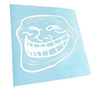 Kiwistar - Autoaufkleber - Weiß - 12x10cm Troll Face - Coolface - Heckscheibe Auto Aufkleber wetterfest für Kfz LKW Mofa Truck - Sticker außen selbstklebend Tuning Zubehör für Fenster Fahrzeug Scheibe