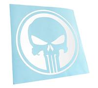 Kiwistar - Autoaufkleber - Weiß - 60x60cm Punisher USA - Tank Totenkopf - Heckscheibe Auto Aufkleber wetterfest für Kfz LKW Mofa Truck - Sticker außen selbstklebend Tuning Zubehör für Fenster