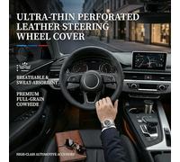 KKJZFRDCR Lenkradhülle, Für Ford Tourneo Connect/Grand V408/Tourneo Courier B460 Echtleder Lenkradbezug Perforiert Griffsicher 38cm Sportlich Atmungsaktiv Schweißabsorbierend Soft,O