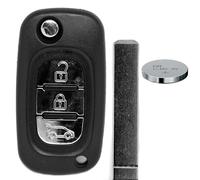 Klapp Schlüssel Gehäuse 3 Tasten Funk Fernbedienung Rohling Batterie für Renault