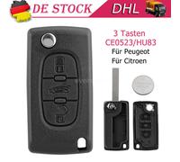 Klapp Schlüssel Gehäuse für Peugeot 207 307 308 407 3008 Partner mit Batterie