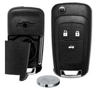 Klapp Schlüssel Gehäuse Funkschlüssel Fernbedienung 3 Tasten Autoschlüssel Rohling + Batterie kompatibel mit Chevrolet