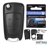 Klapp Schlüssel Gehäuse Funkschlüssel Fernbedienung Autoschlüssel 2 Tasten Rohling HU100 + Batterie kompatibel mit Opel