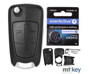 Klapp Schlüssel Gehäuse Funkschlüssel Fernbedienung Autoschlüssel 2 Tasten Rohling HU100 + Batterie kompatibel mit Opel