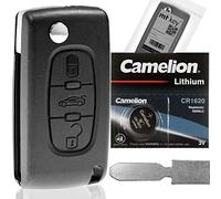 Klapp Schlüssel Gehäuse Funkschlüssel Fernbedienung Autoschlüssel NE78 + Batterie kompatibel mit Citroen/Peugeot/FIAT