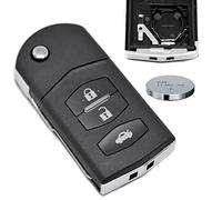 Klapp Schlüssel Gehäuse Funkschlüssel Fernbedienung Autoschlüssel Rohling + Batterie für Mazda
