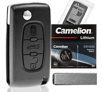 Klapp Schlüssel Gehäuse Funkschlüssel Fernbedienung Autoschlüssel VA2 + Batterie BATTERIEFACH kompatibel mit Citroen/Peugeot/FIAT