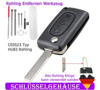 Klapp Schlüssel Gehäuse Rohling HU83 für Peugeot Partner 208 207 307 308 CE0523