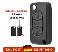 Klapp Schlüssel Gehäuse VA2 Rohling 3 Tasten für Peugeot 207 407 Autoschlüssel