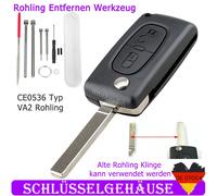 Klapp Schlüssel Gehäuse VA2 Rohling CE0536 für Peugeot 207 308 807 Citroen Jumpy