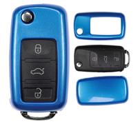 Klapp Schlüssel Hülle Blau für VW Golf Sharan Touran EOS Jetta Skoda Octavia