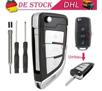 Klappschlüssel 3Tasten Schlüssel Gehäuse Umbausatz für VW Seat Skoda + Werkzeuge