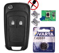 Klappschlüssel Funk Fernbedienung Austausch 2 Tasten Gehäuse + Mikrotaster + Rohling + Batterie kompatibel mit Opel