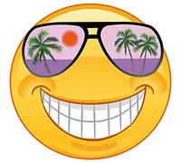 Kleberio Aufkleber lachend mit lila Sonnenbrille wetterfest für Helm Autoaufkleber Wohnmobil Mülltonnenaufkleber Wohnwagen Moped LKW Coole Sticker Set Car Sticker Aufkleber Auto Kinderzimmer 10 x 10cm